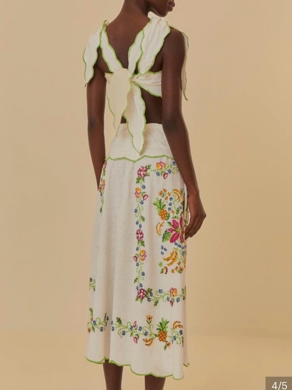 FARM Rio Cream Embroidered Tropical Two-Piece Set with Multicolor Florals - Picture 2 of 6